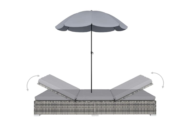 Solsäng med parasoll konstrotting grå - Grå - Solsäng & solvagn
