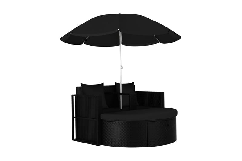 Solsäng med parasoll konstrotting svart - Svart - Solsäng & solvagn