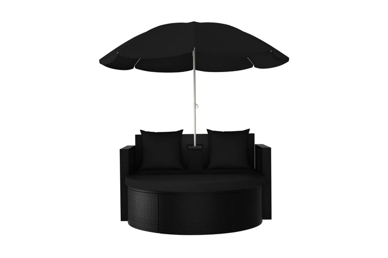 Solsäng med parasoll konstrotting svart - Svart - Solsäng & solvagn