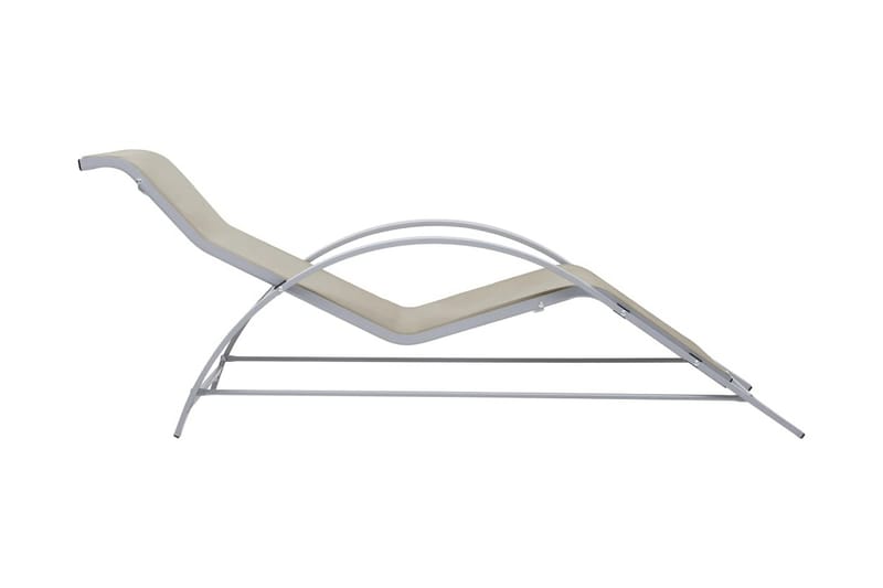 Solsängar 2 st med bord aluminium gräddvit - Vit - Solsäng & solvagn
