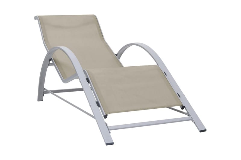 Solsängar 2 st med bord aluminium gräddvit - Vit - Solsäng & solvagn