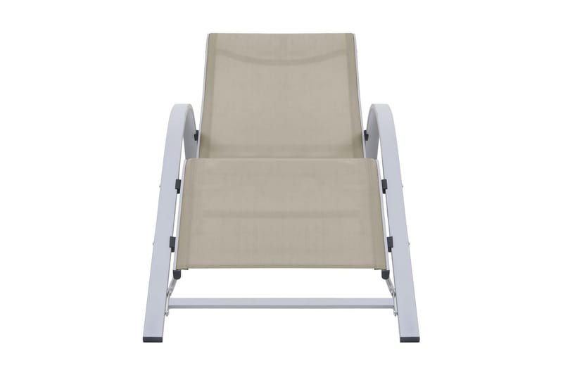 Solsängar 2 st med bord aluminium gräddvit - Vit - Solsäng & solvagn