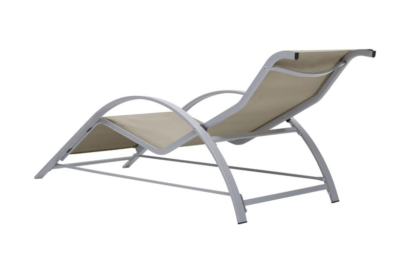 Solsängar 2 st med bord aluminium gräddvit - Vit - Solsäng & solvagn