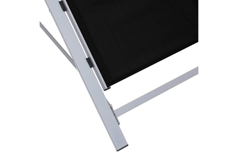 Solsängar 2 st med bord aluminium svart - Svart - Solsäng & solvagn