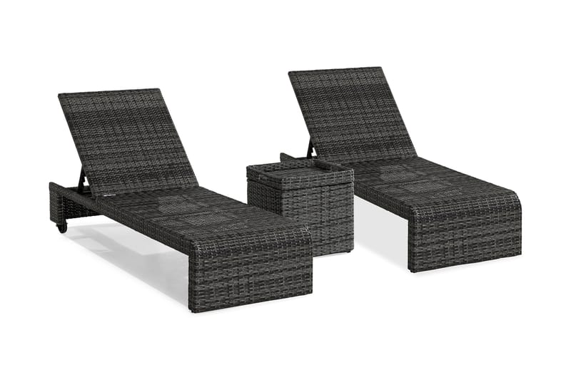 Solsängar Bahamas med Sidobord - Grå - Utemöbler & utemiljö - Utestol & trädgårdsstol - Solsäng & solvagn