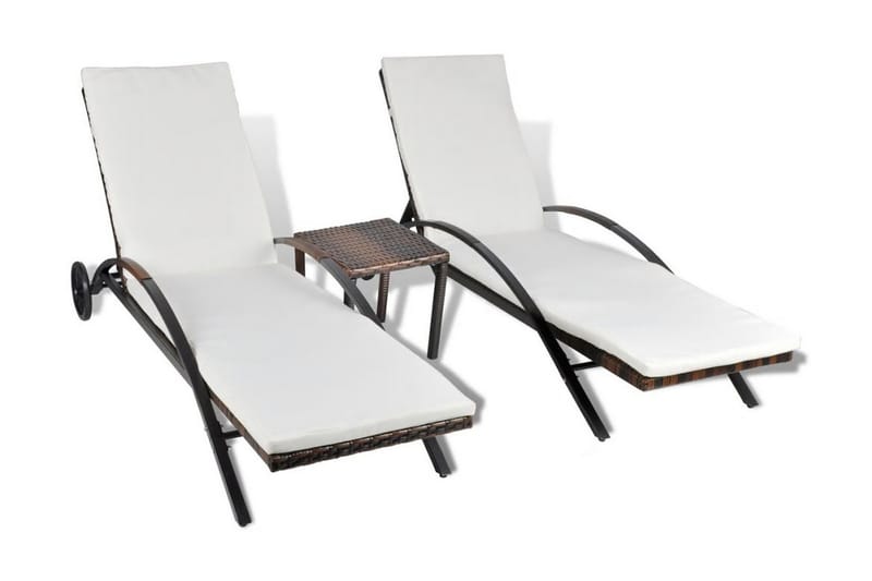 Solsängar med bord konstrotting brun - Brun - Solsäng & solvagn