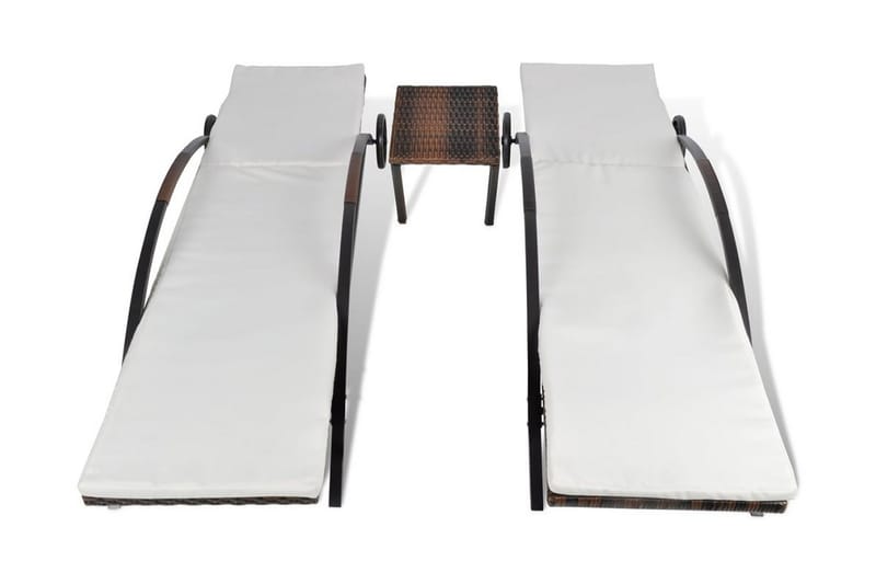 Solsängar med bord konstrotting brun - Brun - Solsäng & solvagn