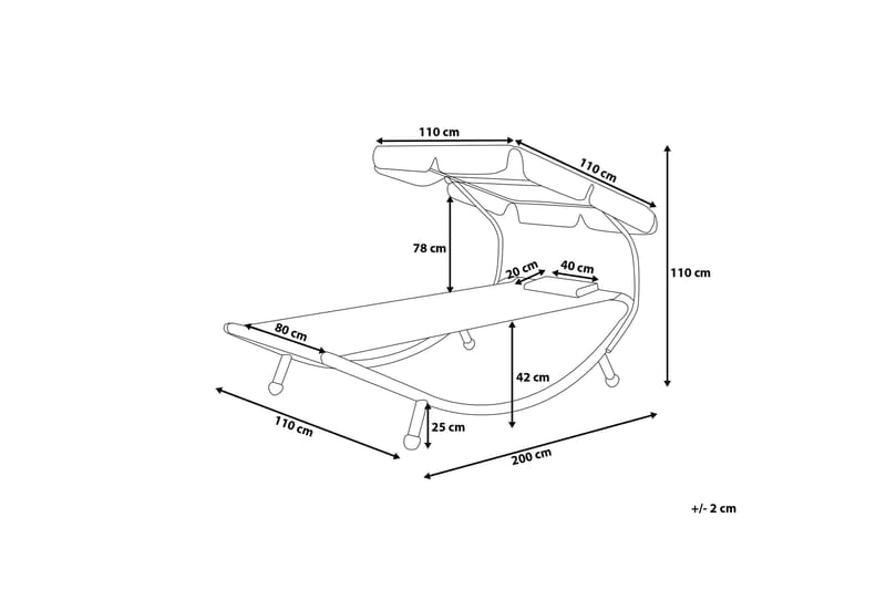 Terno Solsäng 110x200 cm - Grå - Utemöbler & utemiljö - Utestol & trädgårdsstol - Solsäng & solvagn