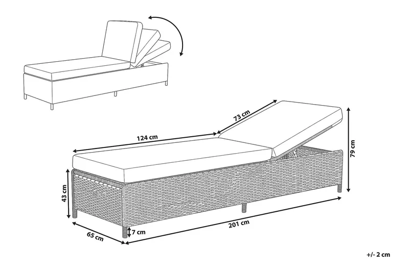 Turin Ii Solsäng 65|201 cm - Grå - Utemöbler & utemiljö - Utestol & trädgårdsstol - Solsäng & solvagn