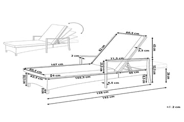 Vasto Solsäng 60,5|192 cm - Grå/brun - Utemöbler & utemiljö - Utestol & trädgårdsstol - Solsäng & solvagn