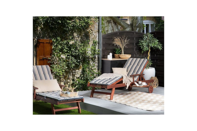 Solsäng Toscana - Mörk trä, blå, beige - Utemöbler & utemiljö - Utestol & trädgårdsstol - Solsäng & solvagn