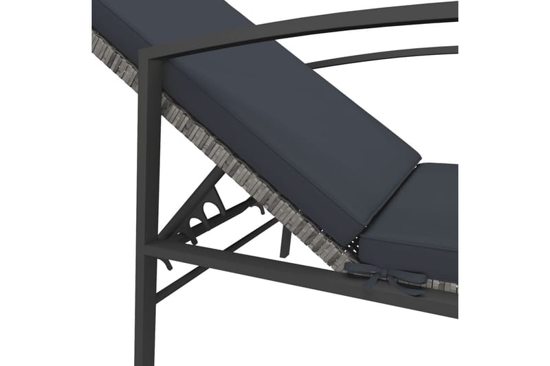 Solsängar 2 st med bord konstrotting grå - Grå - Solsäng & solvagn