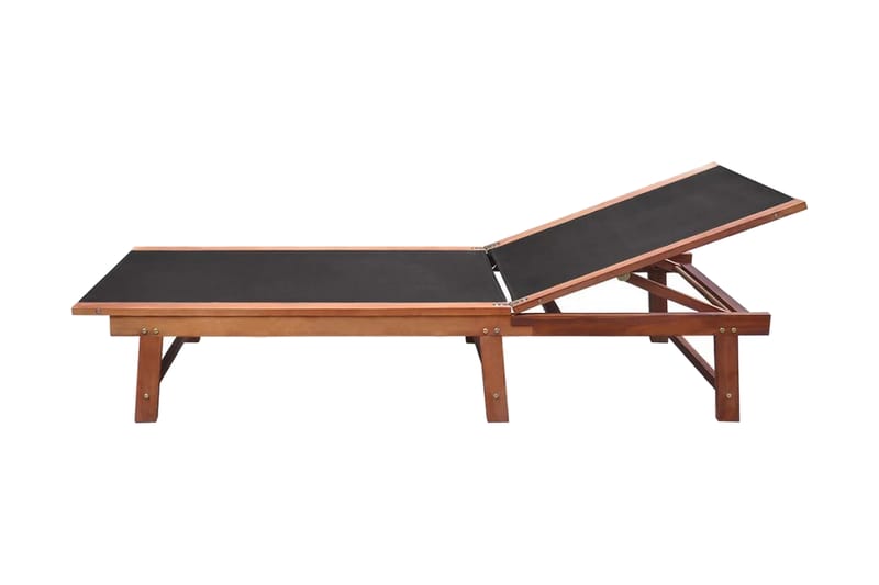 Solsängar 2 st med bord massivt akaciaträ och textilene - Brun - Solsäng & solvagn