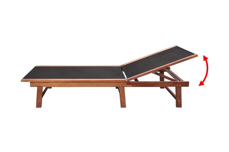 Solsängar 2 st med bord massivt akaciaträ och textilene - Brun - Solsäng & solvagn