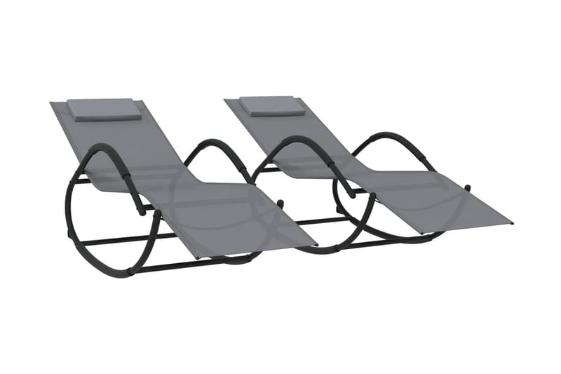 Solsängar gunga 2 st stål och textilene grå - Grå - Solsäng & solvagn