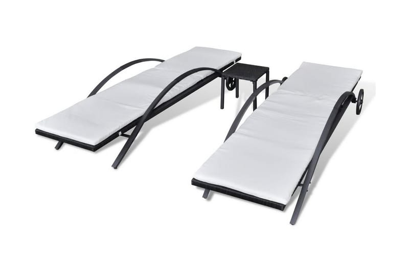 Solsängar med bord konstrotting svart - Svart - Solsäng & solvagn