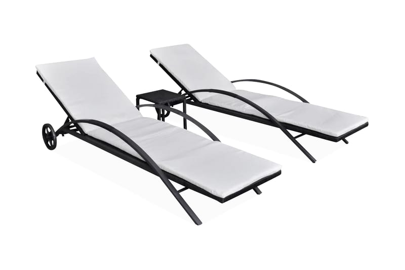 Solsängar med bord konstrotting svart - Svart - Solsäng & solvagn