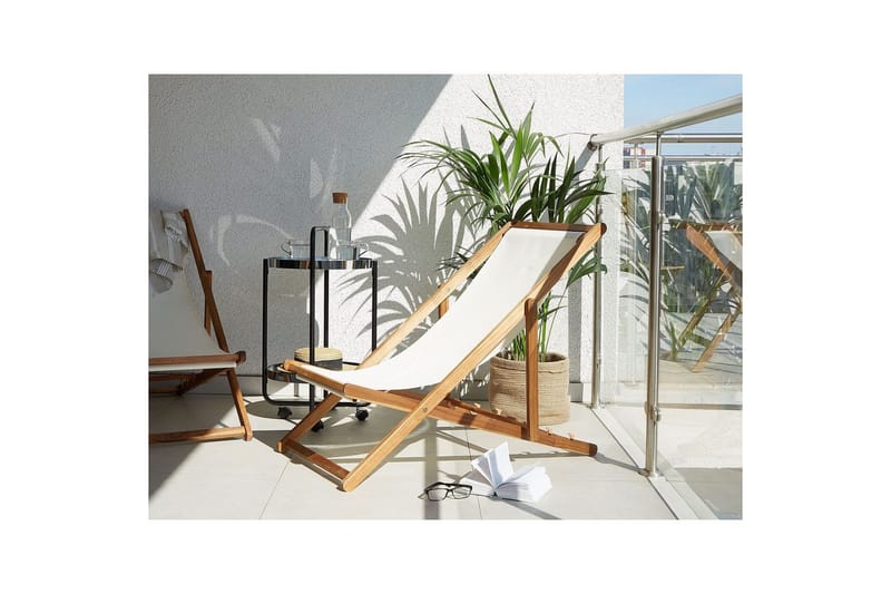 Solstol 2 ersättningstyger Anzio - Ljus trä, vit, flerfärgad - Utemöbler & utemiljö - Utestol & trädgårdsstol - Solstol