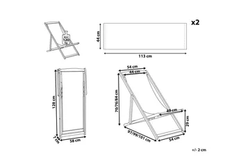 Solstol 2 ersättningstyger Anzio - Vit, mörkt trä, flerfärgad - Utemöbler & utemiljö - Utestol & trädgårdsstol - Solstol