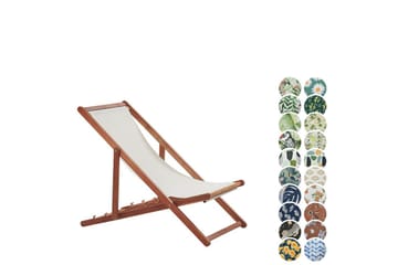 Solstol 2 ersättningstyger Anzio - Vit, mörkt trä, flerfärgad - Utemöbler & utemiljö - Utestol & trädgårdsstol - Solstol