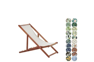 Solstol 2 ersättningstyger Anzio - Vit, mörkt trä, flerfärgad - Utemöbler & utemiljö - Utestol & trädgårdsstol - Solstol