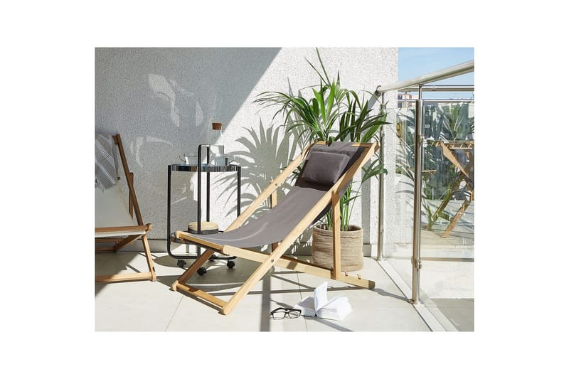 Solstol 2 ersättningstyger Avellino - Grå, ljust trä, flerfärgad - Utemöbler & utemiljö - Utestol & trädgårdsstol - Solstol