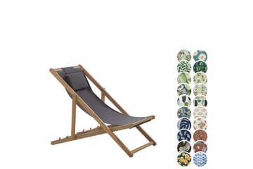 Solstol 2 ersättningstyger Avellino - Grå, ljust trä, flerfärgad - Utemöbler & utemiljö - Utestol & trädgårdsstol - Solstol