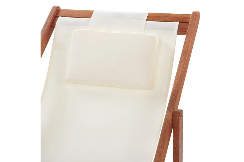 Solstol 2 ersättningstyger Avellino - Vit, mörkt trä, flerfärgad - Utemöbler & utemiljö - Utestol & trädgårdsstol - Solstol