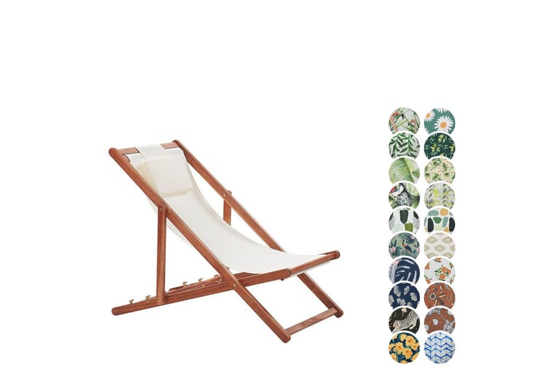 Solstol 2 ersättningstyger Avellino - Vit, mörkt trä, flerfärgad - Utemöbler & utemiljö - Utestol & trädgårdsstol - Solstol