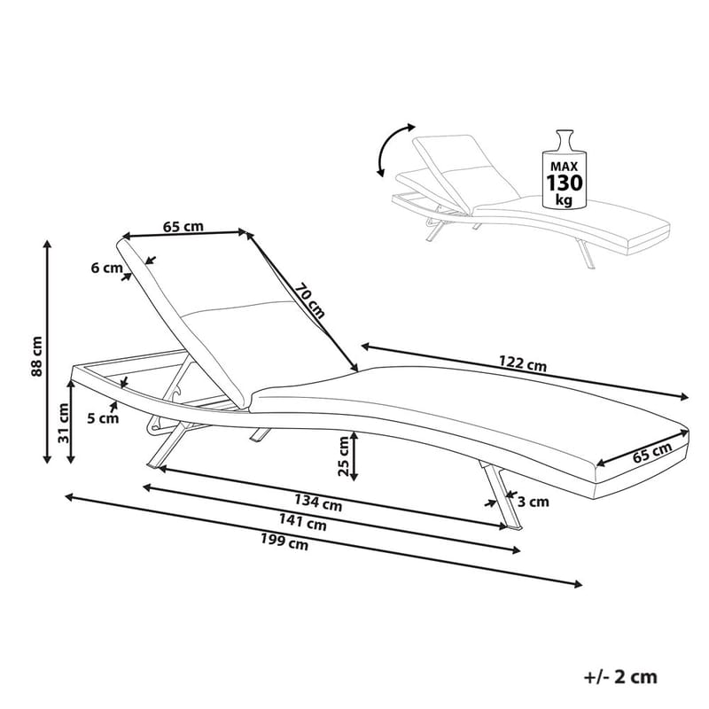 Solstol Amelia - Beige, svart - Utemöbler & utemiljö - Utestol & trädgårdsstol - Solstol