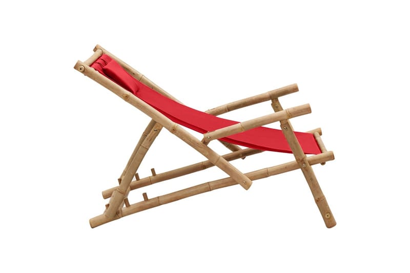Solstol bambu och kanvas röd - Röd - Solstol