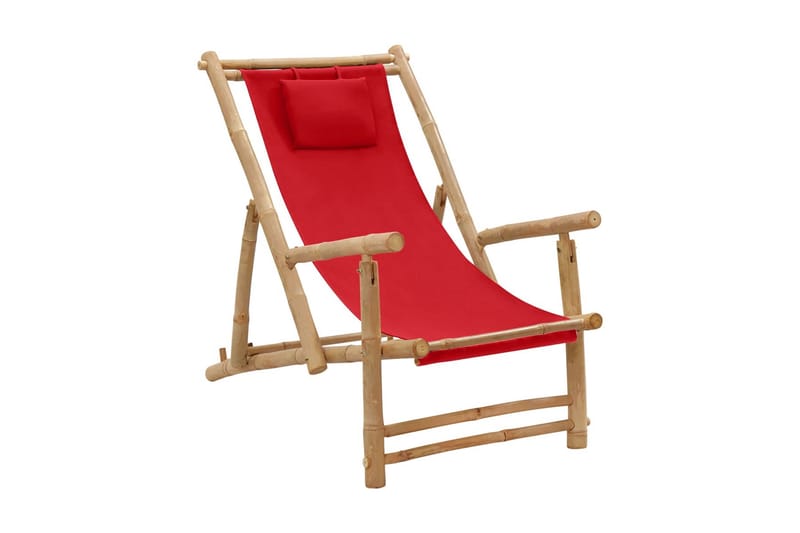 Solstol bambu och kanvas r öd - Solstol
