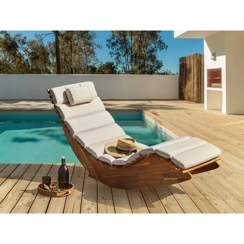 Solstol Brescia Premium - Ljus trä, Ljusbeige - Utemöbler & utemiljö - Utestol & trädgårdsstol - Solstol