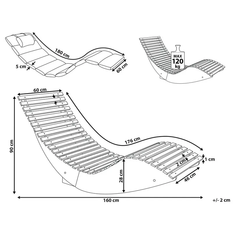 Solstol Brescia Premium - Ljus trä, grönt - Utemöbler & utemiljö - Utestol & trädgårdsstol - Solstol