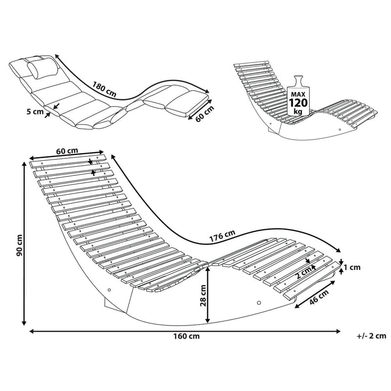 Solstol Brescia Premium - Ljus trä, grönt - Utemöbler & utemiljö - Utestol & trädgårdsstol - Solstol