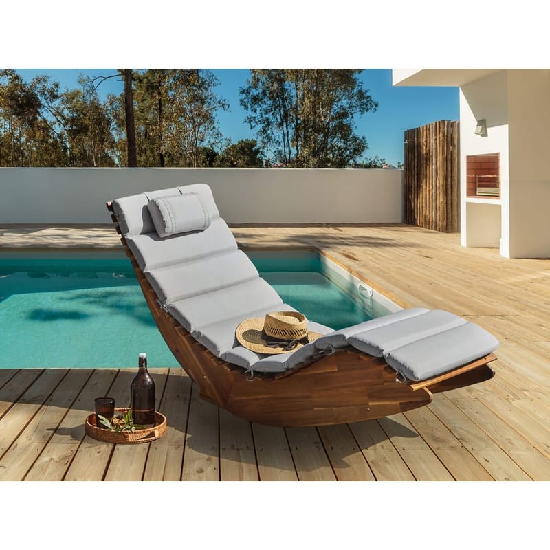 Solstol Brescia Premium - Ljus trä, Ljusgrå - Utemöbler & utemiljö - Utestol & trädgårdsstol - Solstol