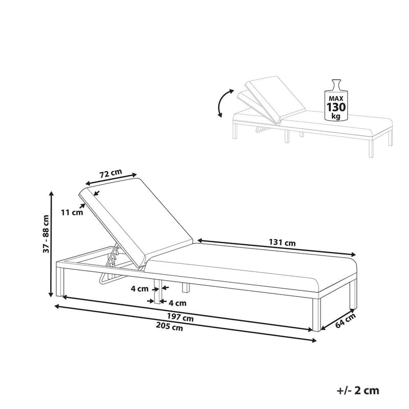 Solstol Lariano - Beige, svart - Utemöbler & utemiljö - Utestol & trädgårdsstol - Solstol