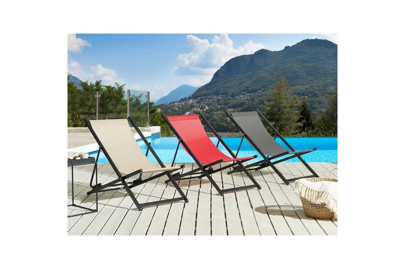 Solstol Locri Ii - Röd, Svart - Utemöbler & utemiljö - Utestol & trädgårdsstol - Solstol