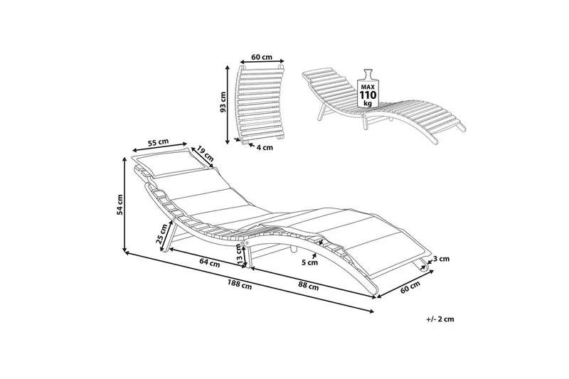 Solstol Luino - Ljus trä, grå - Utemöbler & utemiljö - Utestol & trädgårdsstol - Solsäng & solvagn