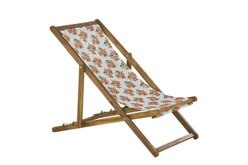 Solstol set om 2 Anzio - ljust trä/off-white apelsinmönster - Utemöbler & utemiljö - Utestol & trädgårdsstol - Solstol