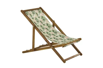 Solstol set om 2 Anzio - ljust trä/off-white blommigt mönster - Utemöbler & utemiljö - Utestol & trädgårdsstol - Solstol