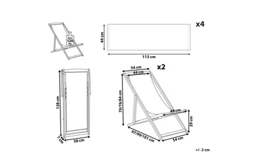 Solstol set om 2 Anzio - ljust trä/off-white blommigt mönster - Utemöbler & utemiljö - Utestol & trädgårdsstol - Solstol