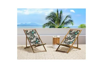 Solstol set om 2 Anzio - ljust trä/off-white djurmönster - Utemöbler & utemiljö - Utestol & trädgårdsstol - Solstol