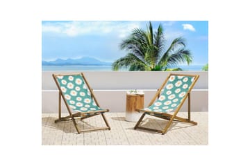 Solstol set om 2 Anzio - ljust trä/off-white kamomillmönster - Utemöbler & utemiljö - Utestol & trädgårdsstol - Solstol