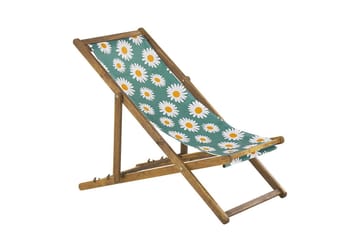 Solstol set om 2 Anzio - ljust trä/off-white kamomillmönster - Utemöbler & utemiljö - Utestol & trädgårdsstol - Solstol