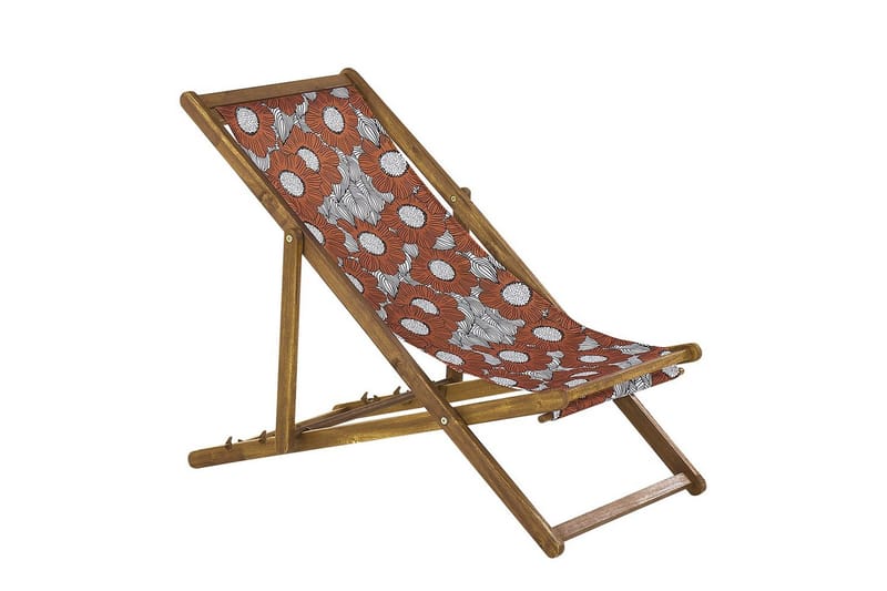 Solstol set om 2 Anzio - ljust trä/off-white vallmomönster - Utemöbler & utemiljö - Utestol & trädgårdsstol - Solstol