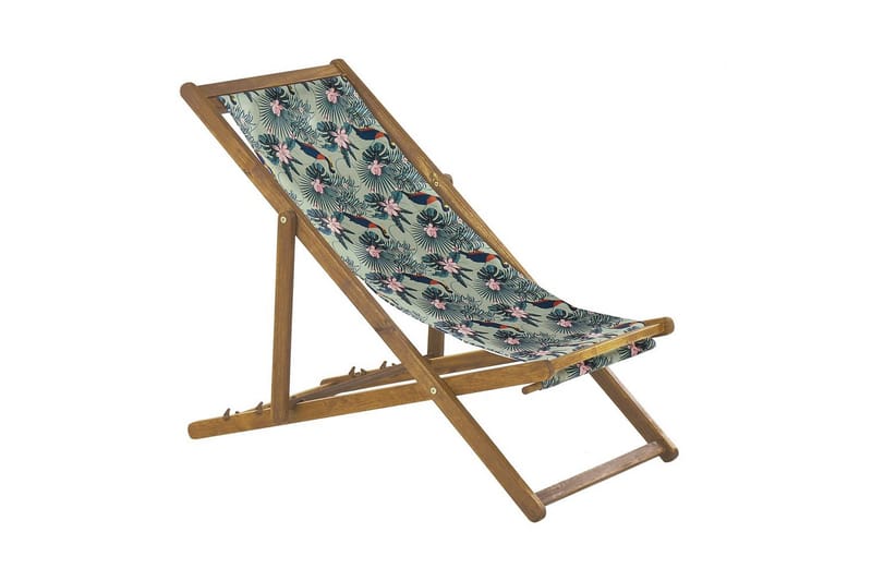 Solstol set om 2 Anzio - ljust trä/off-white pelikanmönster - Utemöbler & utemiljö - Utestol & trädgårdsstol - Solstol