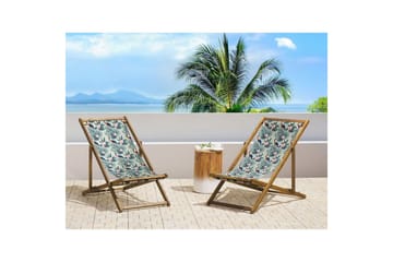 Solstol set om 2 Anzio - ljust trä/off-white pelikanmönster - Utemöbler & utemiljö - Utestol & trädgårdsstol - Solstol