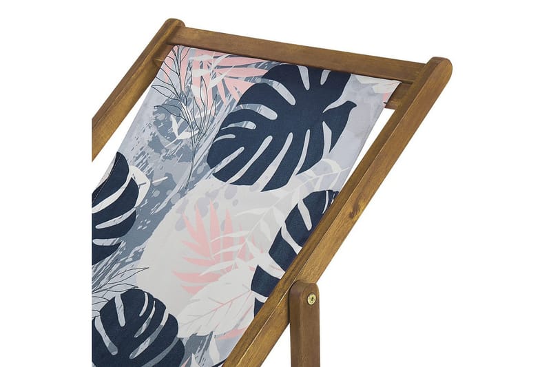 Solstol set om 2 Anzio - ljust trä/off-white/blå palmbladsmönster - Utemöbler & utemiljö - Utestol & trädgårdsstol - Solstol