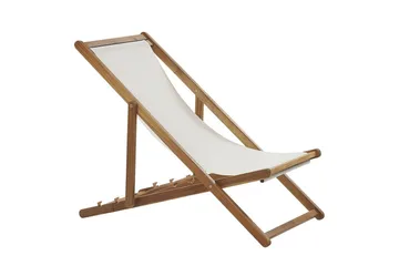 Solstol set om 2 Anzio - ljust trä/off-white/blå palmbladsmönster - Utemöbler & utemiljö - Utestol & trädgårdsstol - Solstol